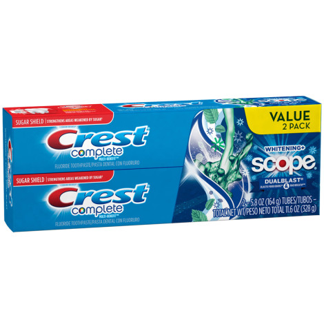 Зубная паста Crest Complete Multi-Benefit Whitening Scope Dualblast Отбеливающая 164 г + 164 г