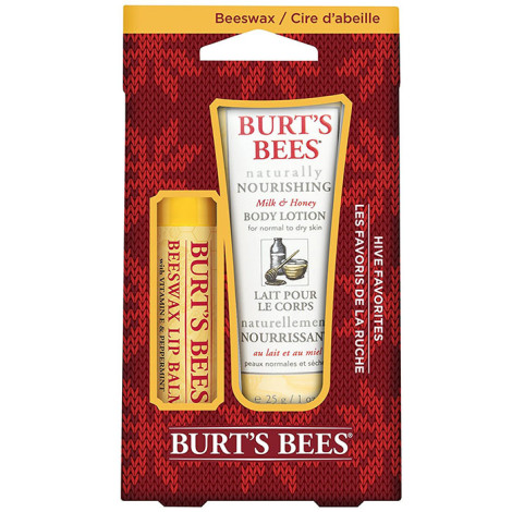 Набор бальзам для губ и лосьон для тела Burt's Bees Multi 2-Pack Hive Favorites Holiday Gift Set Beeswax с витамином Е, ароматом молока и мёда