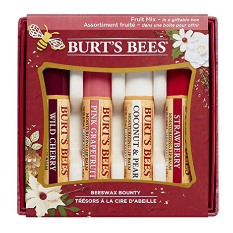 Набор бальзамов для губ Burt's Bees Multi 4-Pack Beeswax Bounty Fruit Mix Holiday Gift Set дикая вишня, грейпфрут, груша и кокос, клубника 4 шт