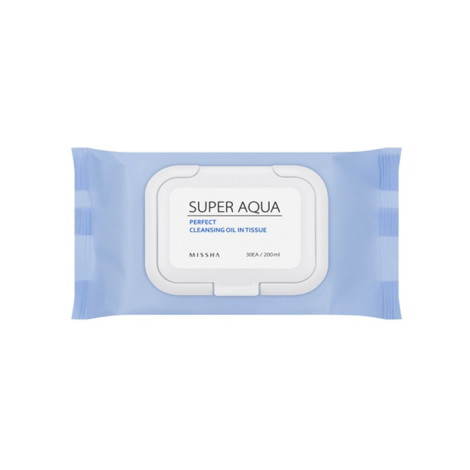 Очищающие салфетки для лица Missha Super Aqua Perfect Cleansing Oil In Tissue с растительными маслами 30 шт