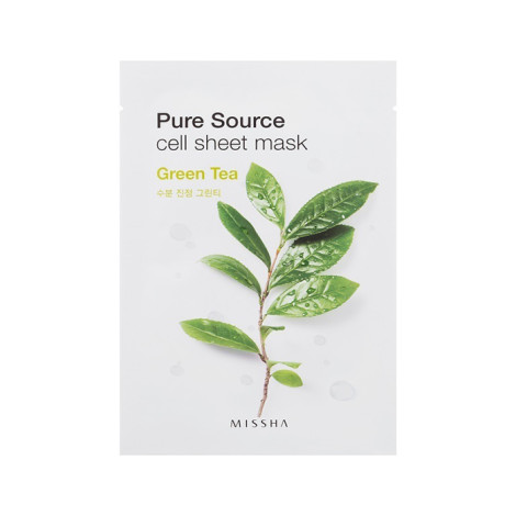 Маска для лица Missha Pure Source Cell Sheet Mask Green Tea увлажняющая с зеленым чаем 25 г