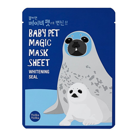 Тканевая маска для лица Holika Holika Baby Pet Magic Mask Sheet Whitening Seal Тюлень отбеливающая 22 мл