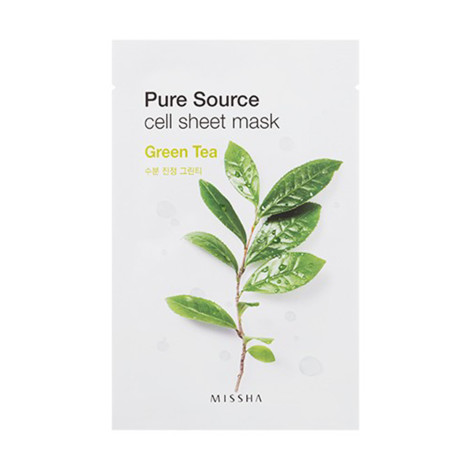 Тканевая маска для лица Missha Pure Source Sheet Mask Green Tea с зеленым чаем увлажняющая 21 г