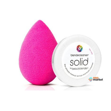 Набор спонж Beautyblender pink + Mini Solid Cleanser 15 мл