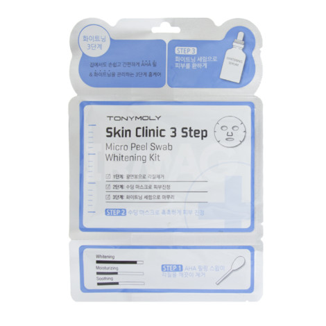 Маска для лица Tony Moly Skin Clinic 3-Step Micro Peel Swab Whitening Kit осветляющая 23 мл