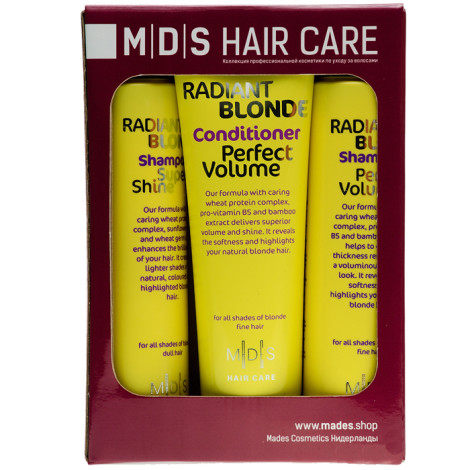 Набор по уходу за светлыми волосами Mades Cosmetics MDS Professional Hair Care Блеск и Объем 250 + 250 + 250 мл