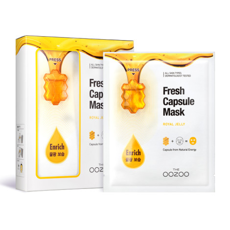 Тканевая маска с капсулой-активатором The Oozoo Fresh с маточным молочком для сияния и питания 5 шт
