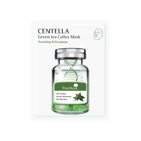 Восстанавливающая тканевая маска Pureheal's Centella Green Tea Callus Mask с экстрактом центеллы и зеленого чая 25 г