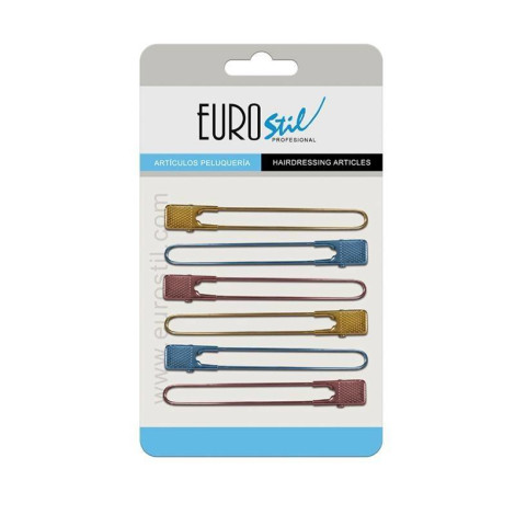 Зажимы для волос Eurostil 00803 цветные 6 шт