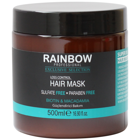 Бессульфатная маска от выпадения волос Rainbow Exclusive Биотин и Макадамия 500 мл