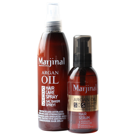Аргановый спрей + аргановая сыворотка для волос Marjinal 250 мл + 100 мл