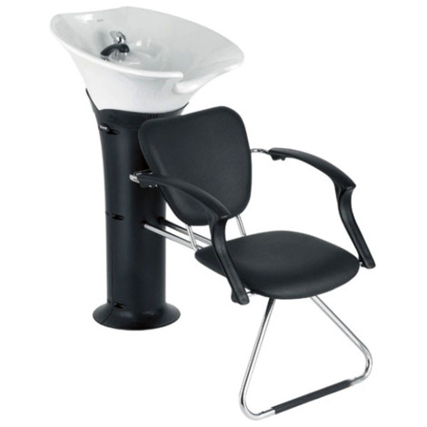Мойка парикмахерская Ceriotti Mix с чёрным креслом керамика белая