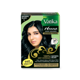 Краска для волос на основе хны Dabur Vatika Natural Black 1 натуральный черный 6 х 10 г