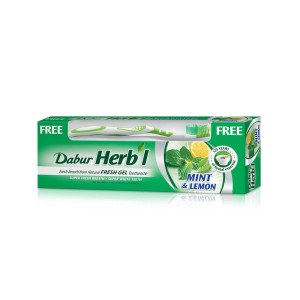 Зубная паста-гель со щеткой Dabur Herb’L Лимон и мята 150 г