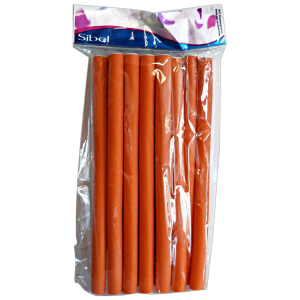 Бигуди-папильотки для волос Sibel 4222029 длинные оранжевые 25 см 12 шт
