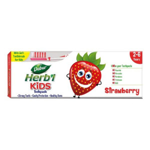 DABUR HERB`L Зубная паста для детей - Клубника + щетка + резинка 150 г