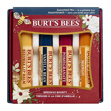 Набір бальзамів для губ Burt's Bees Multi Lip 4-Pack 100% натуральний зволожуючий бальзам для губ Святковий подарунковий набір Ваніль, Гранат, Манго, з вітаміном Е 4 шт