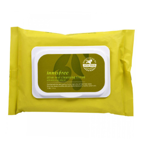Серветки для очищення обличчя Innisfree Olive Real Очищаюча тканина з екстрактом оливи 30 шт