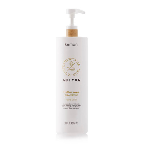 Шампунь для волосся і тіла з аргановою і лляною олією Kemon Actyva Bellessere Shampoo 1000 мл