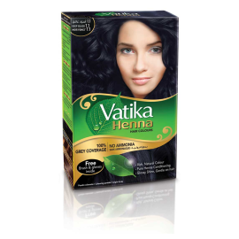 Фарба для волосся на основі хни Dabur Vatika Deep Black 1.1 глибокий чорний 6 х 10 г
